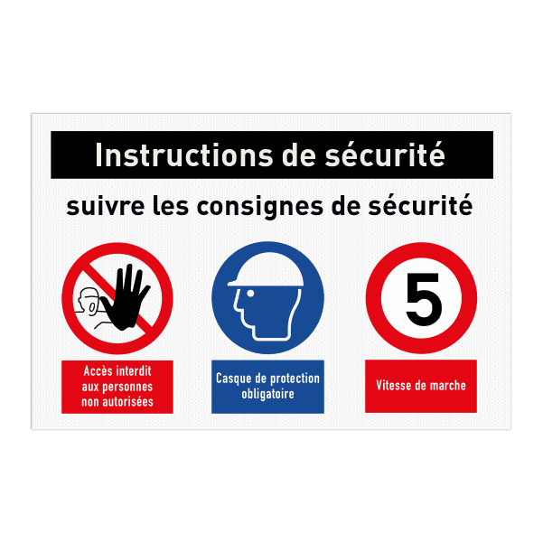 Panneau de sécurité - Terrain privé avec 3 pictogrammes