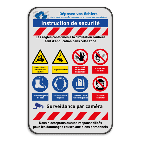 Panneau de sécurité | 8 pictogrammes + logo et bannière