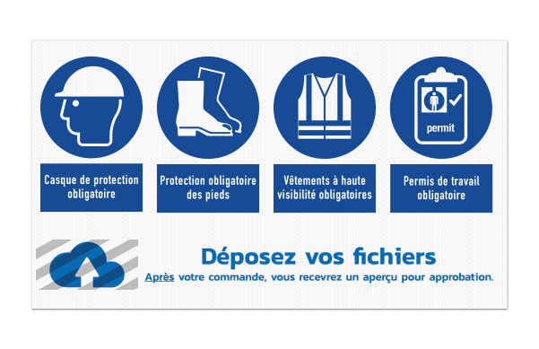 Panneau de sécurité | 4 pictogrammes + logo