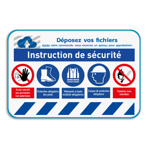 Panneau de sécurité avec logo + 5 pictogrammes