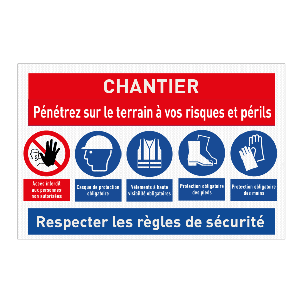 Panneau de sécurité avec différentes instructions de sécurité