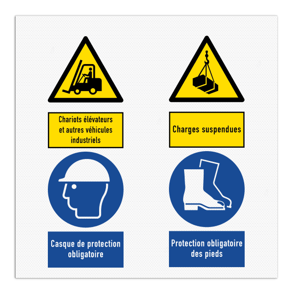 Panneau de sécurité avec 4 pictogrammes