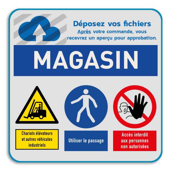 Panneau de sécurité - 3 pictogrammes + bannière et logo