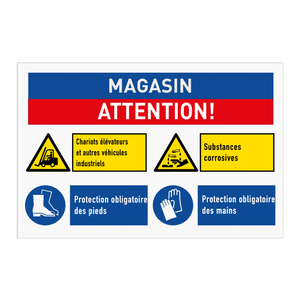 Panneau de sécurité - 4 pictogrammes + Bannière