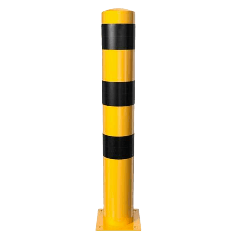 Rampaal Ø152x1000mm staal verzinkt - geel/zwart - met vloermontage