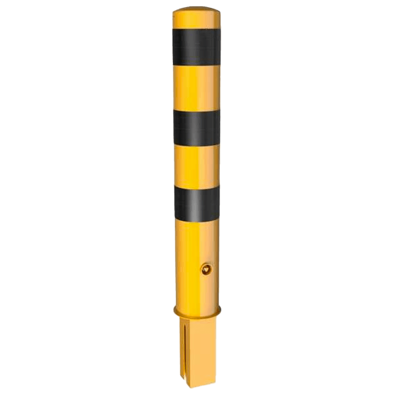 Rampaal Ø152x1000mm staal verzinkt - geel/zwart - verwijderbaar met grondstuk