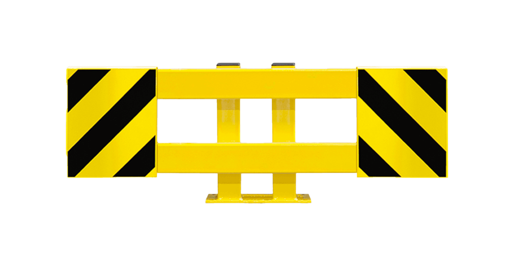 Stellingbeschermer staal geel/zwart - breedte 900-1300mm - vloermontage