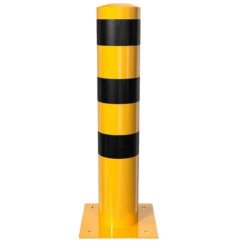 Rampaal Ø193x1000mm staal verzinkt - geel/zwart - met vloermontage