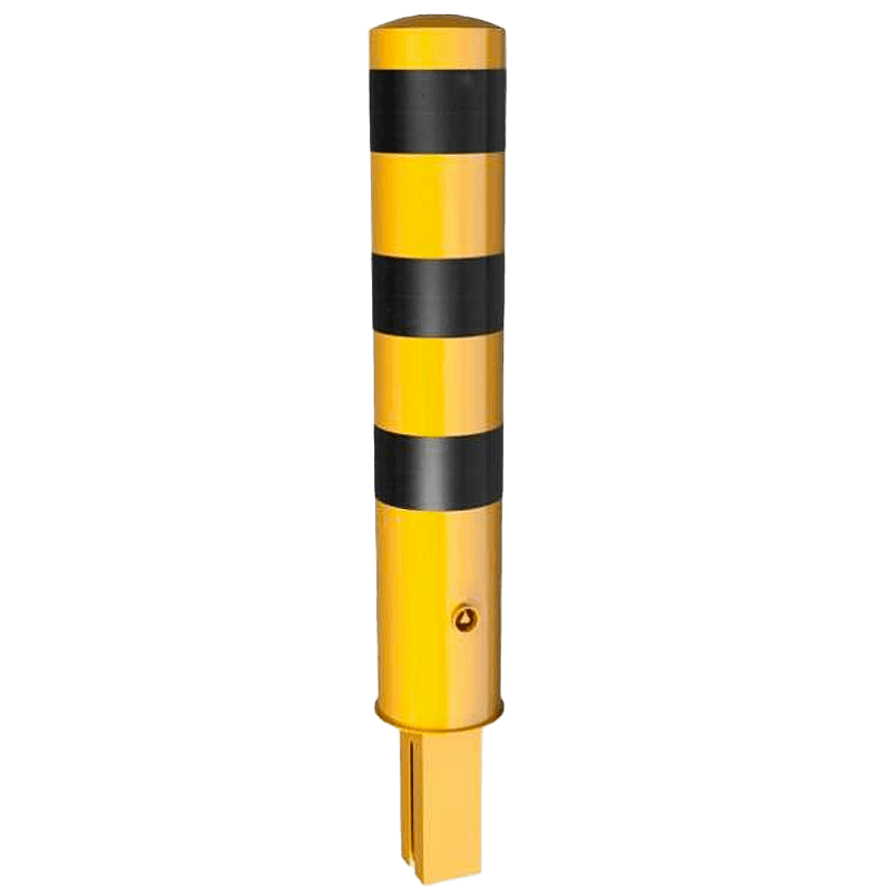Rampaal Ø193mm staal verzinkt - geel/zwart - 1000mm - verwijderbaar met grondstuk