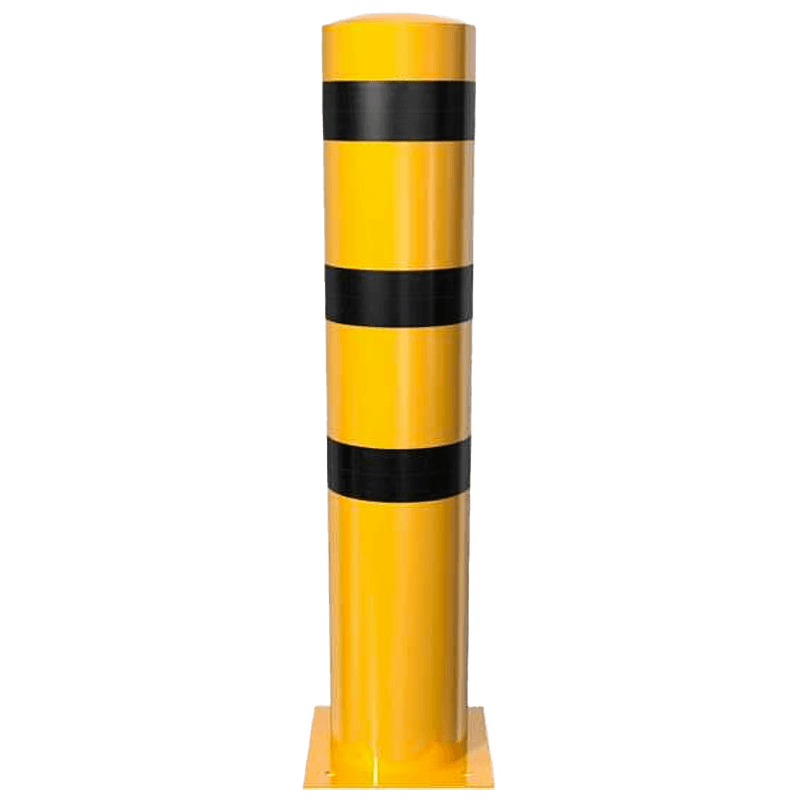 Rammschutzpoller Ø273 x 1500 mm aus Stahl – gelb/schwarz zum Aufdübeln