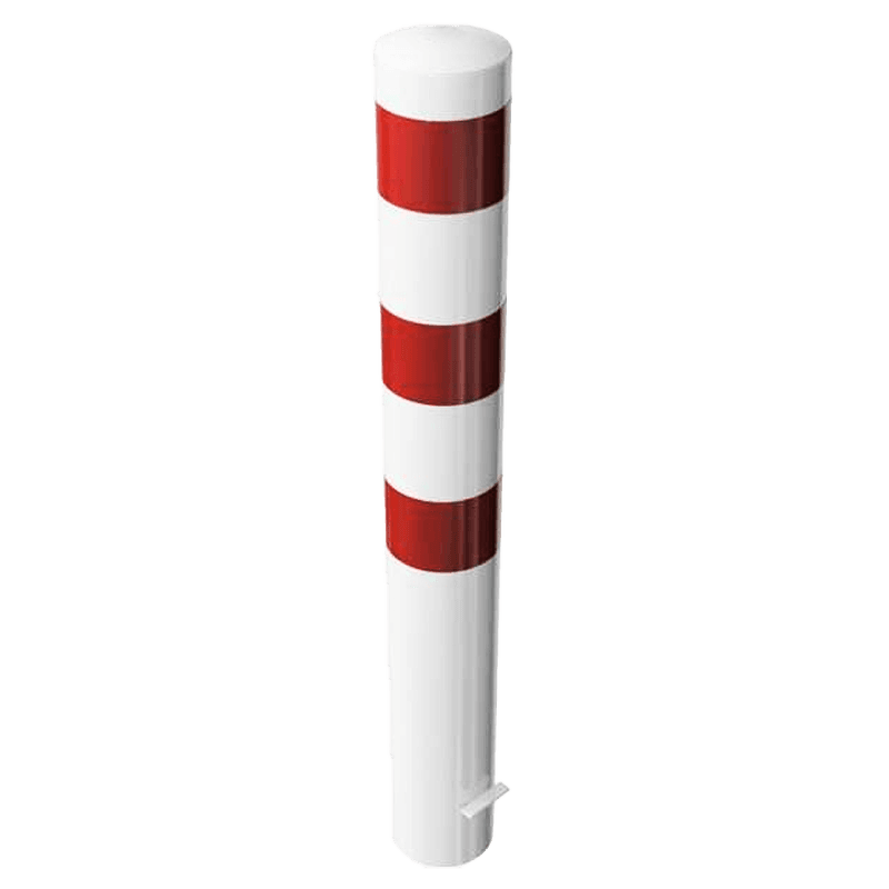Rampaal Ø152mm staal verzinkt - wit/rood - 1200/1500/2000mm - met grondanker
