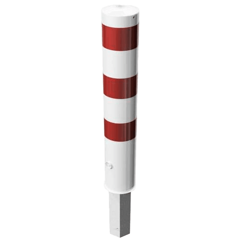 Rampaal Ø152x1000mm staal verzinkt - wit/rood - verwijderbaar met grondstuk