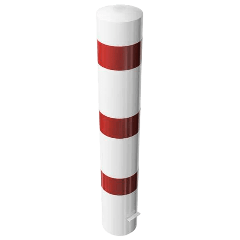 Rampaal Ø193mm staal verzinkt - wit/rood - 1200/1500/2000mm - met grondanker