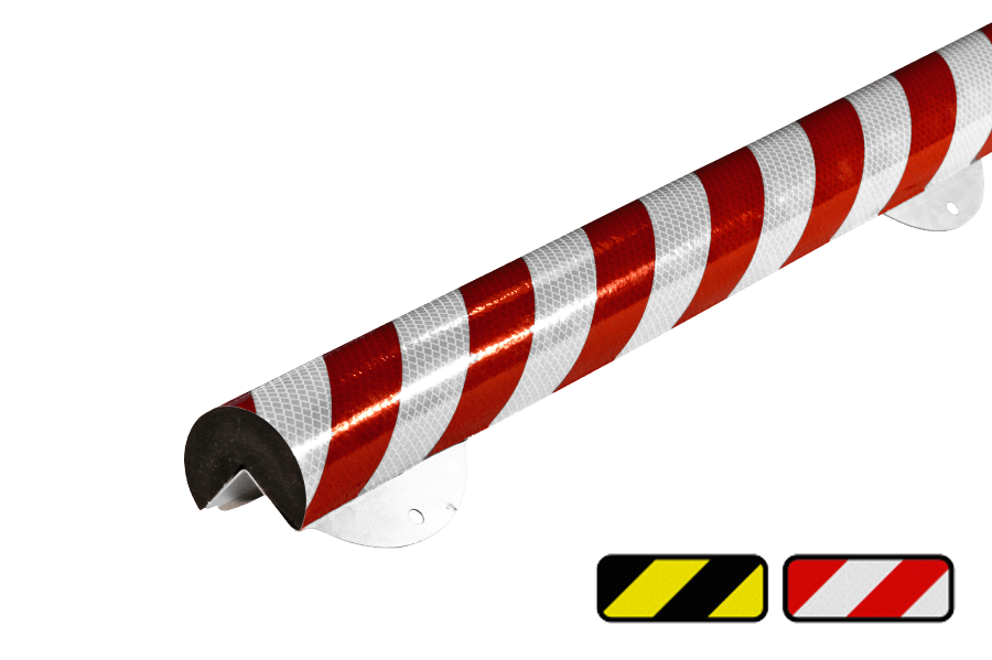 Hoekbescherming kunststof Ø60mm - lengte 1 meter - reflecterend/schroefbaar