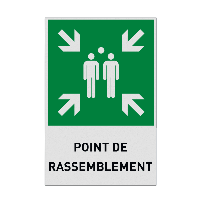 Autocollant ou panneau - E007 - Point de rassemblement avec texte