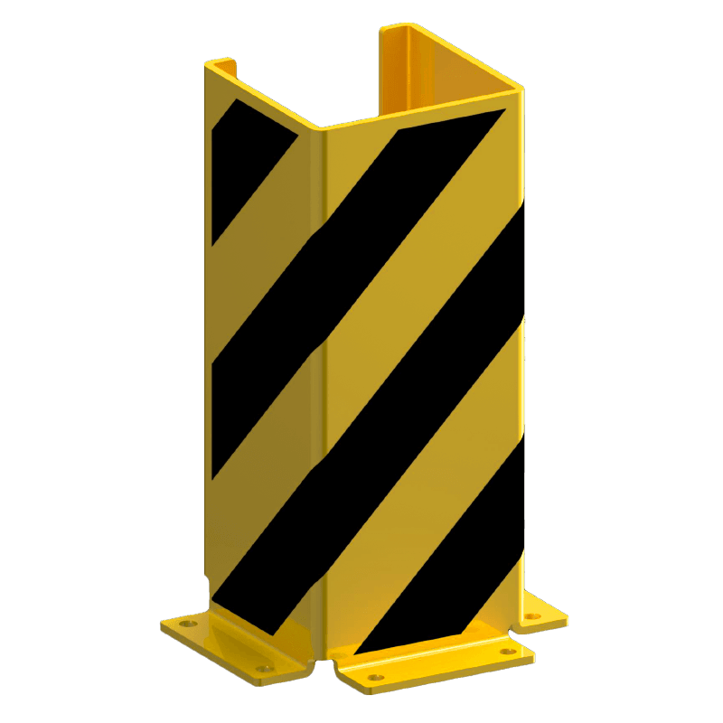 Aanrijdbeveiliging staal U-profiel 160x160x5mm - geel/zwart - vloermontage