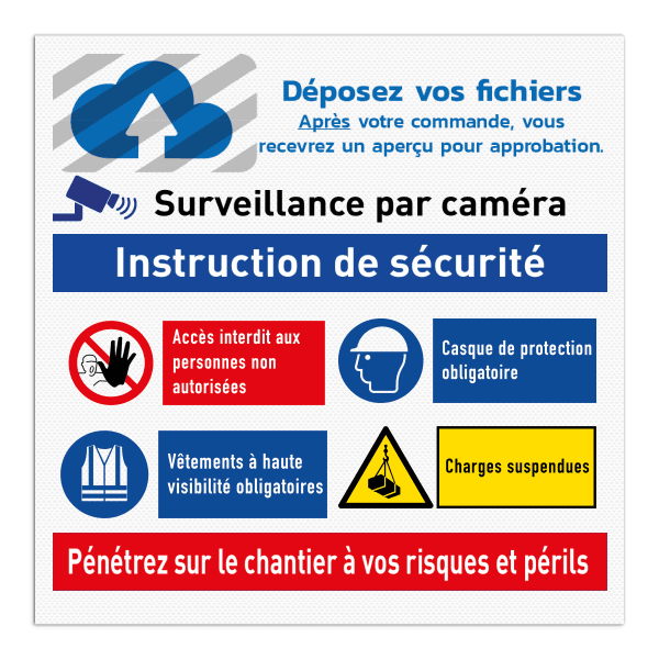 Panneau de chantier - Instructions de sécurité avec votre logo