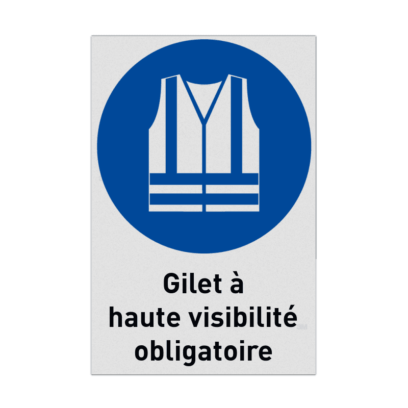 Autocollant ou panneau - M015 - Gilet à haute visibilité obligatoire