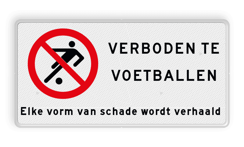 Verkeersbord voetballen verboden - met tekst