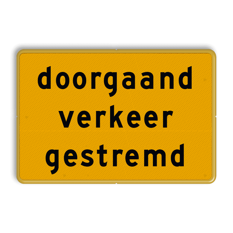Tekstbord - OB727t - doorgaand verkeer gestremd - Werk in uitvoering