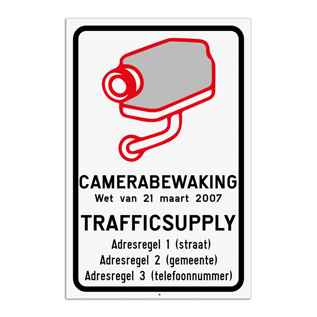 Camerabord België - vlakke uitvoering - wet van 21 maart 2007