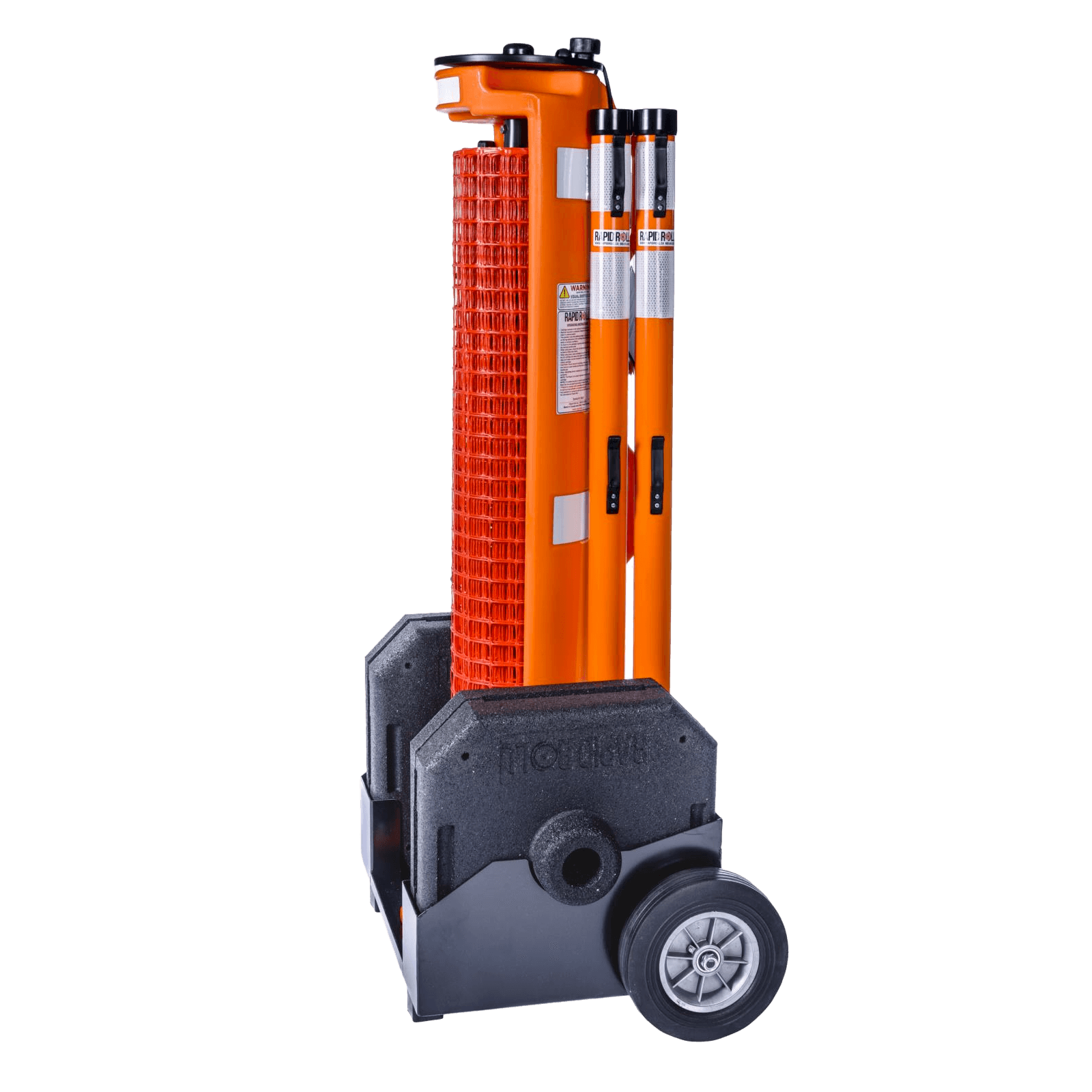 Système de barrière mobile RapidRoll - Barrière grillagée orange 15 mètres avec poteaux