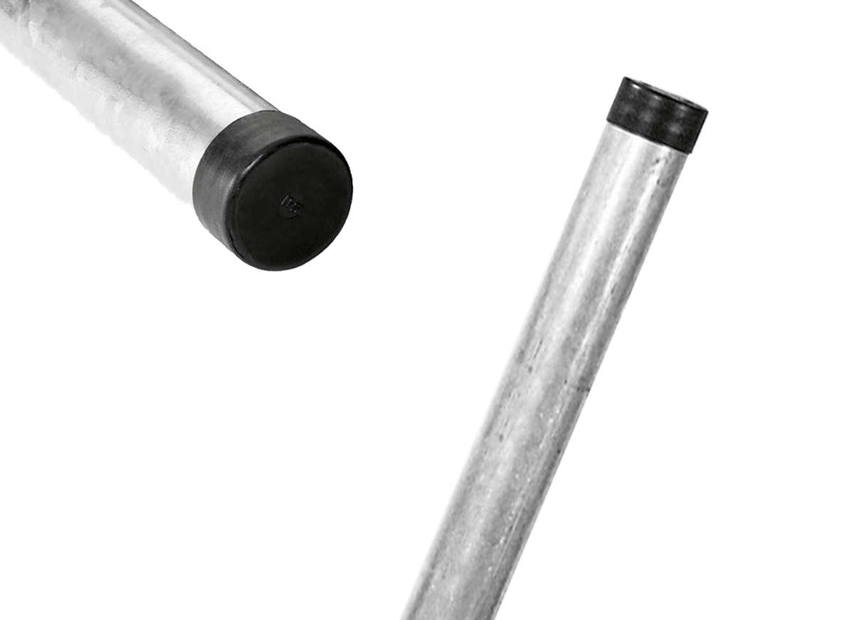 Rohrpfosten Stahl feuerverzinkt Ø76 mm, Länge 2500 mm inkl. Erdanker und Rohrkappe