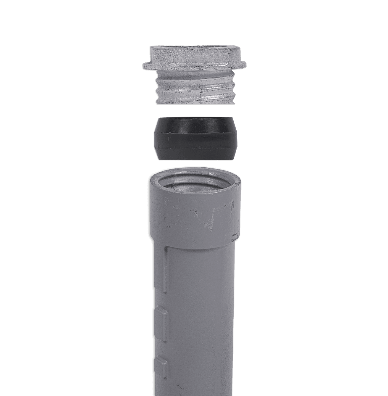 Grau-Guss Bodenhülse 300mm für Rohpfosten 60mm