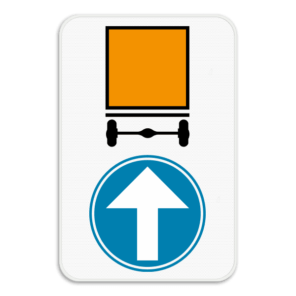 Verkeersbord SB250 D4 rechtdoor - Verplicht rechtdoor voor voertuigen die gevaarlijke goederen vervoeren
