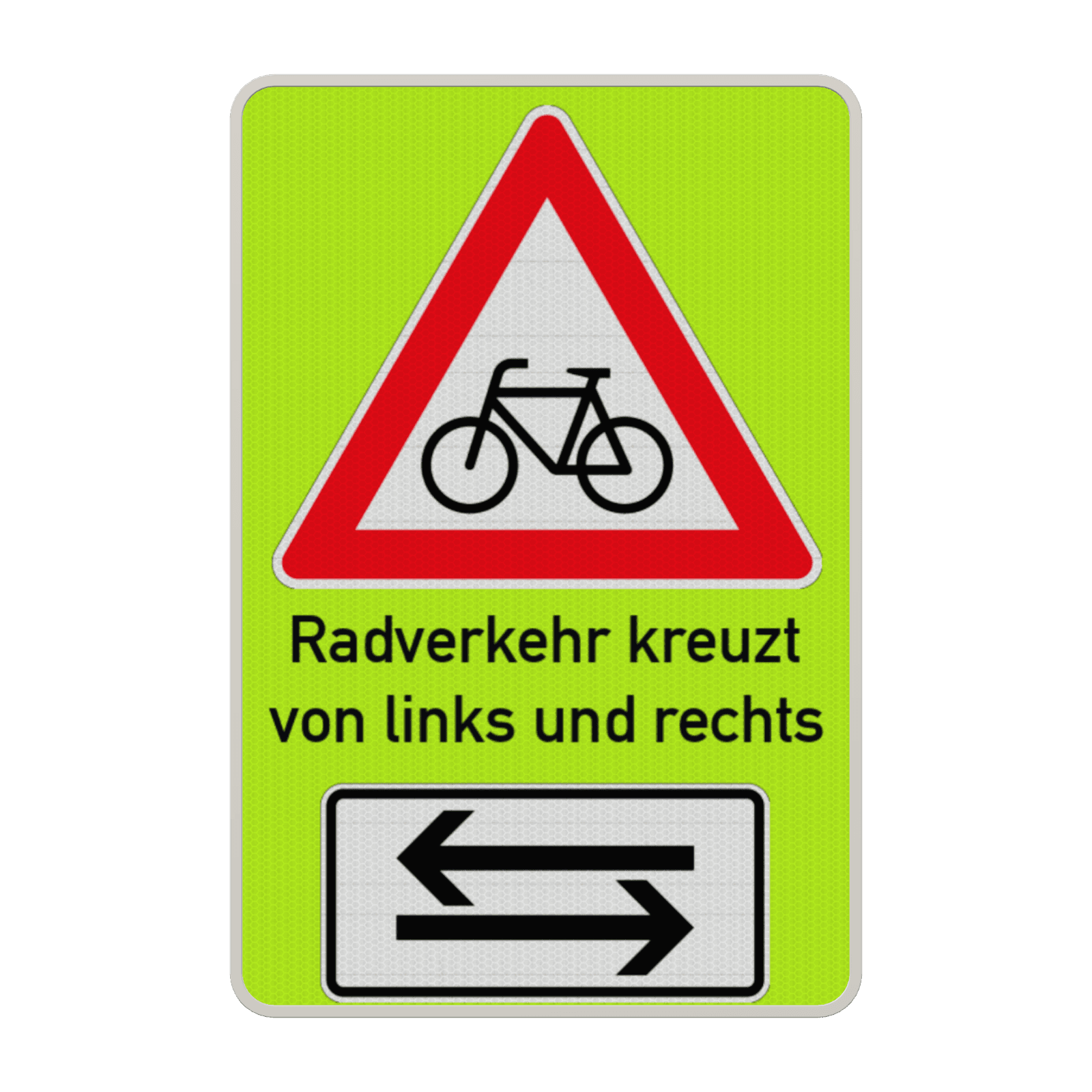 Warnschilder - Radverkehr kreuzt von links und rechts