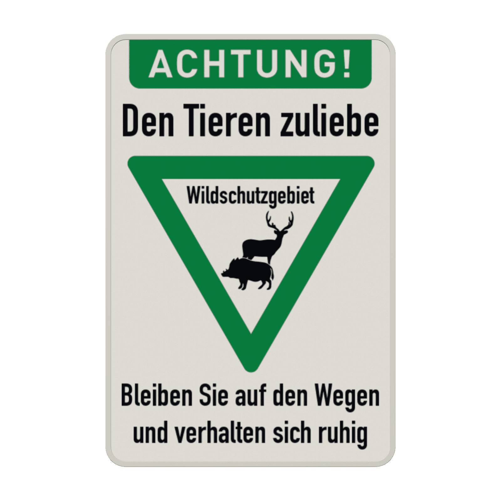 Warnschilder - ACHTUNG! Den Tieren zuliebe, Bleiben Sie auf den Wegen und verhalten sich ruhig