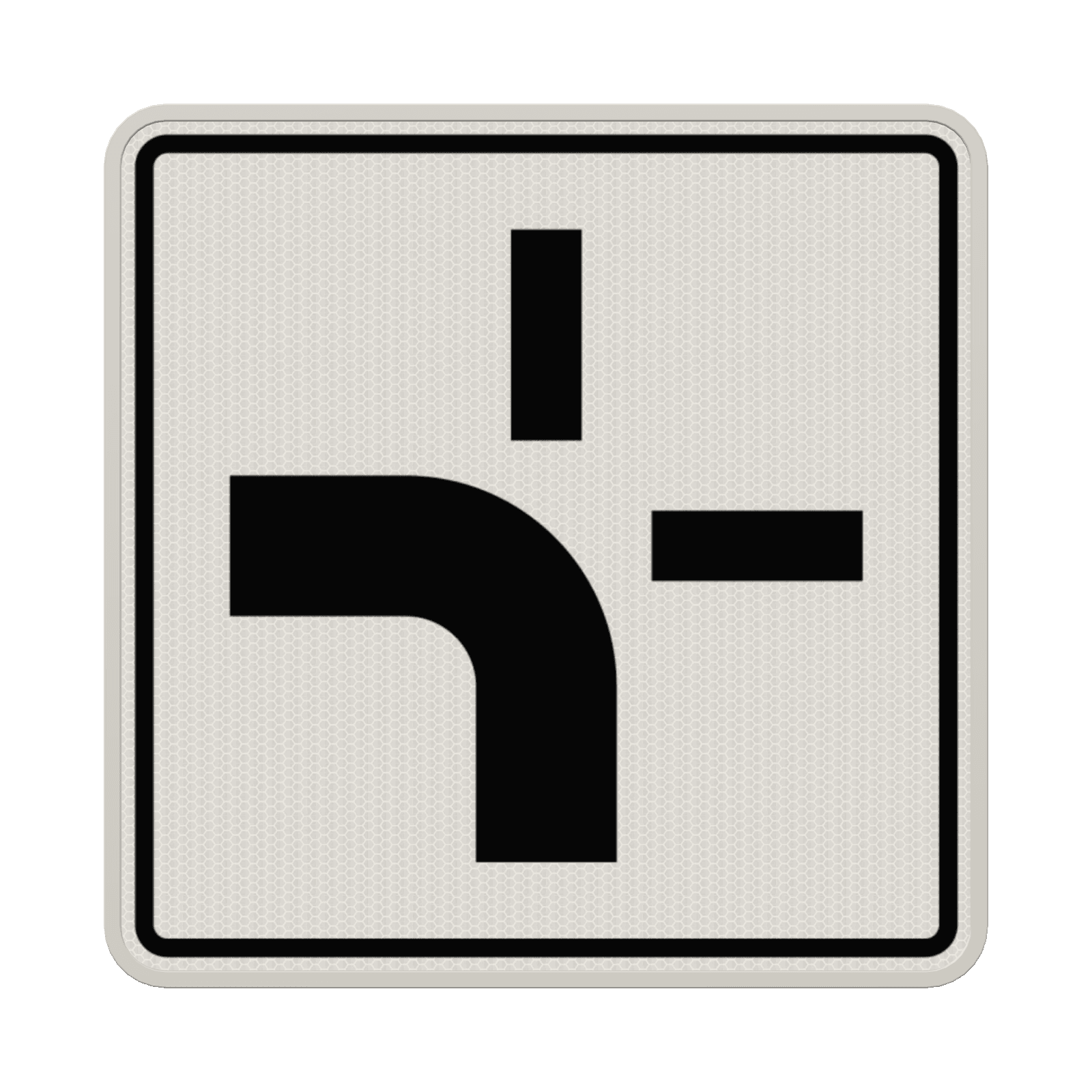 Verkehrszusatzeichen 1002-10 - Verlauf der Vorfahrtstraße an Kreuzungen (von unten nach links)