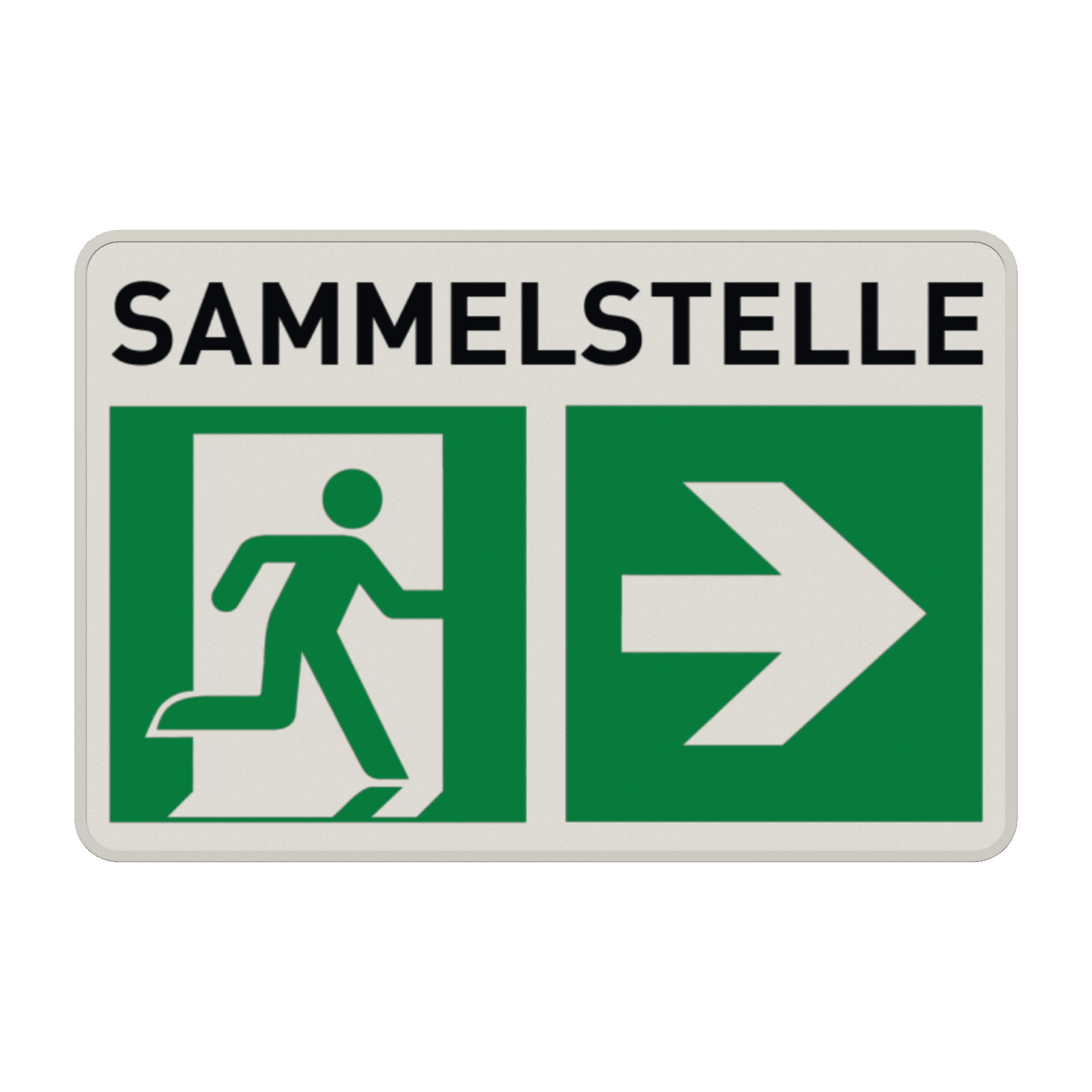 Fluchtwegschild - Sammelstelle und Sammelplatz rechts