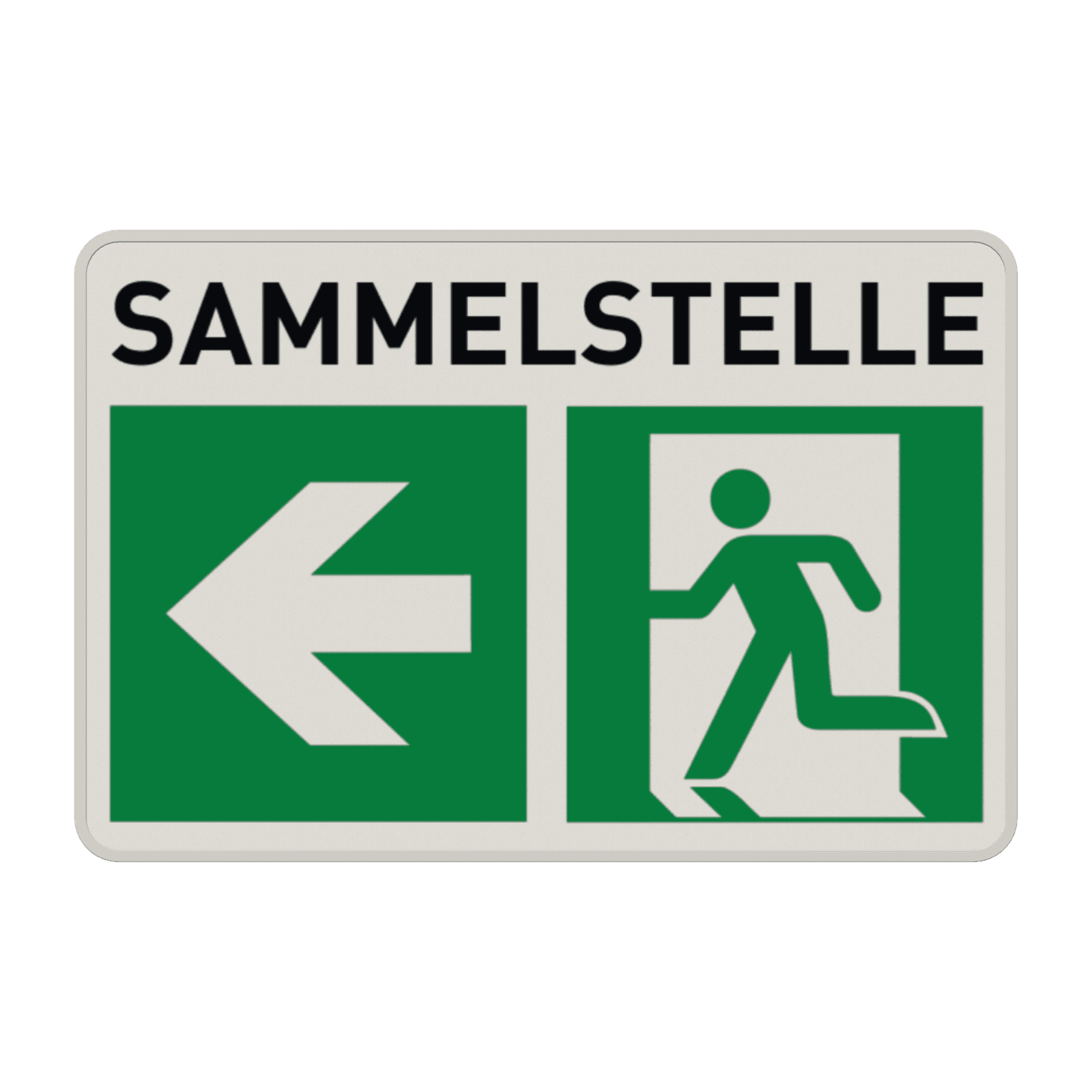Fluchtwegschild - Sammelstelle und Sammelplatz links