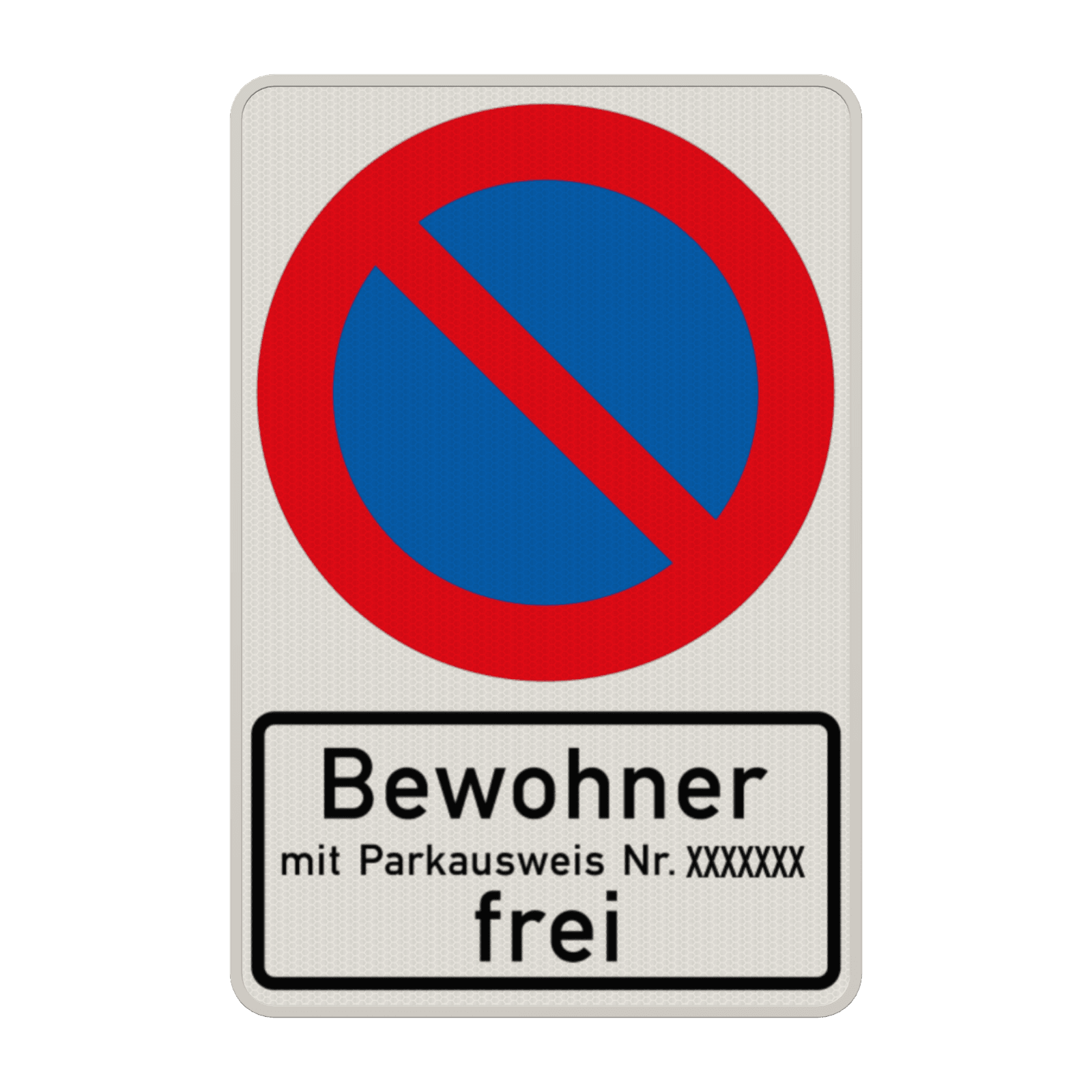 Parkverbotsschild - Eingeschränktes Halteverbot, Bewohner mit Parkausweis Nr. frei