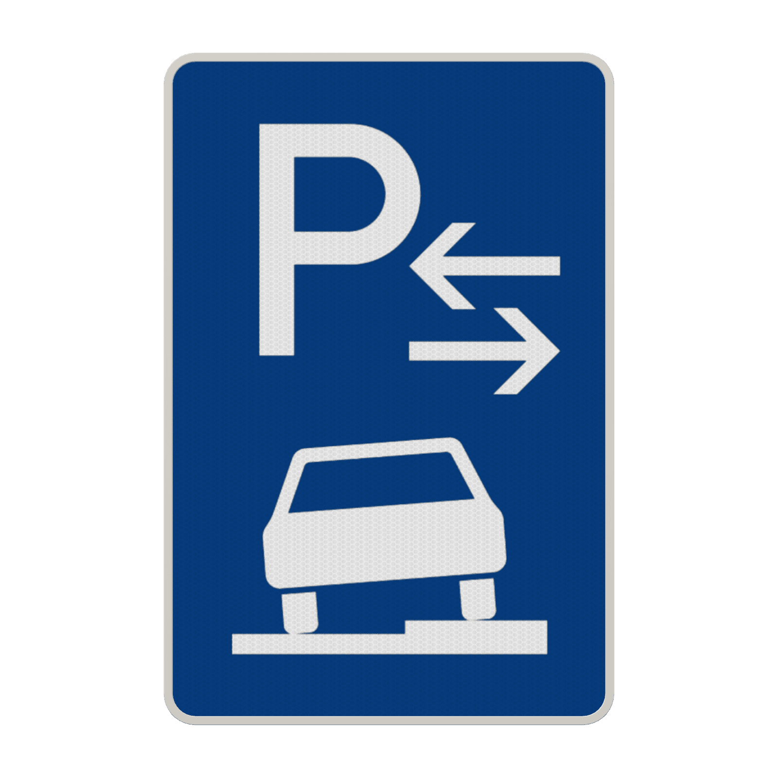 Verkehrszeichen 315-58 - Parken halb auf Gehwegen (Mitte)