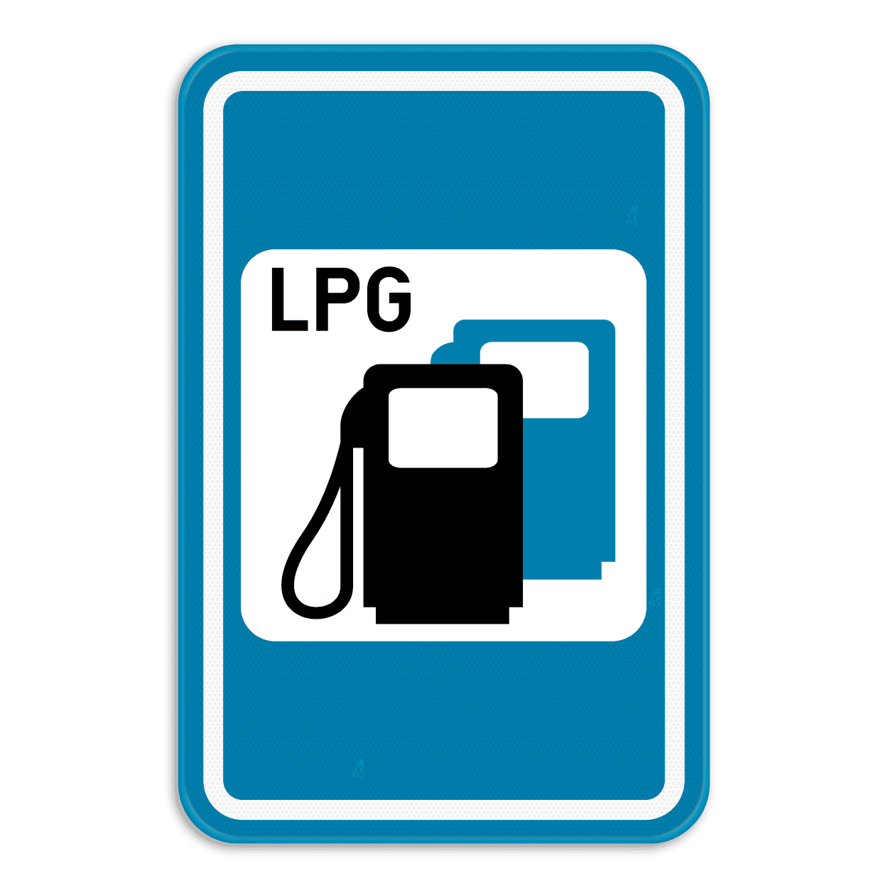 Verkeersbord SB250 F63 - Tankstation met specificatie