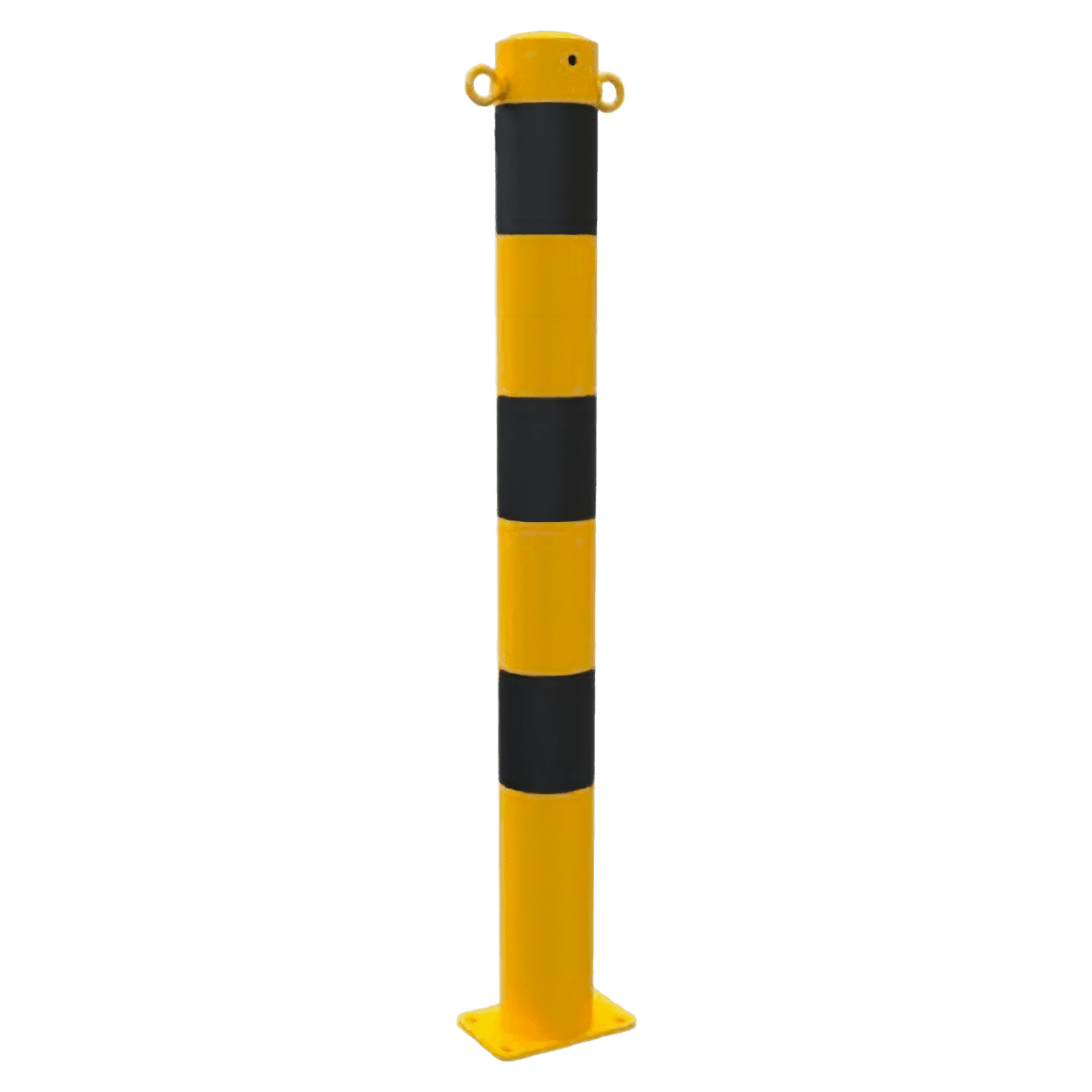 Kettenpfost aus Stahl Ø60/76/89mm 900mm gelb-schwarz – Bodenmontage
