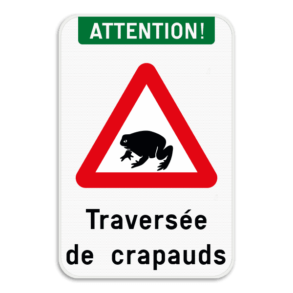 Panneau Attention Traversée de Crapauds - Personnalisable