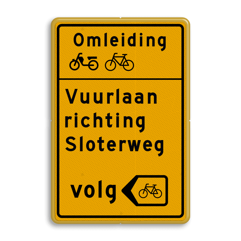 Verkeersbord omleidingsroute (brom)fieters 2:3 reflecterend