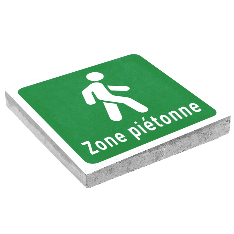 Dalle de signalisation 300 x 300 mm – Indication verte zone piétonne