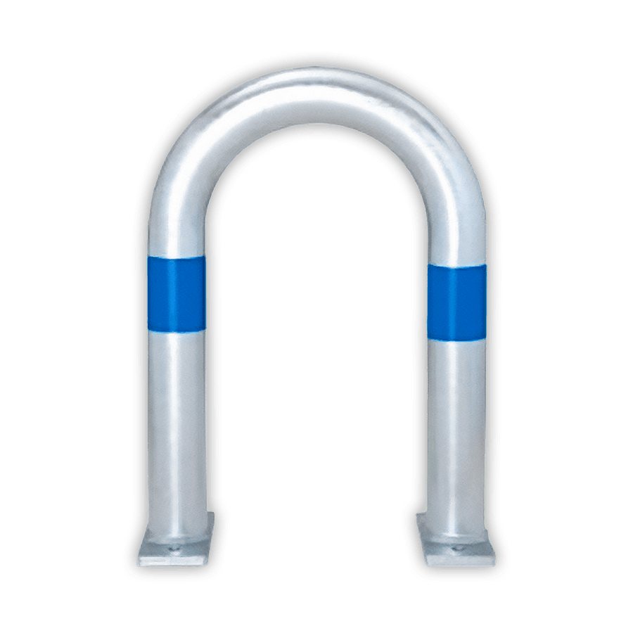Arceau de protection en acier 360x500xØ60mm réfléchissante - avec plaques de fixation