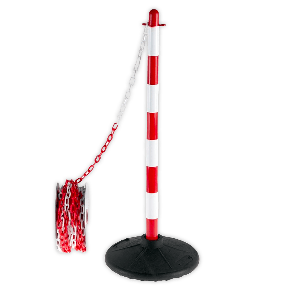 Kettingpaal kunststof rood/wit met vaste voet