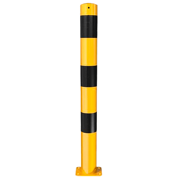 Rampaal Ø89x900mm staal verzinkt - geel/zwart - met vloermontage