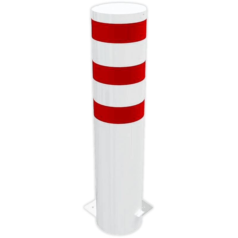 Rampaal Ø323mm staal verzinkt - wit/rood - 1500/2000/2400mm - met grondanker