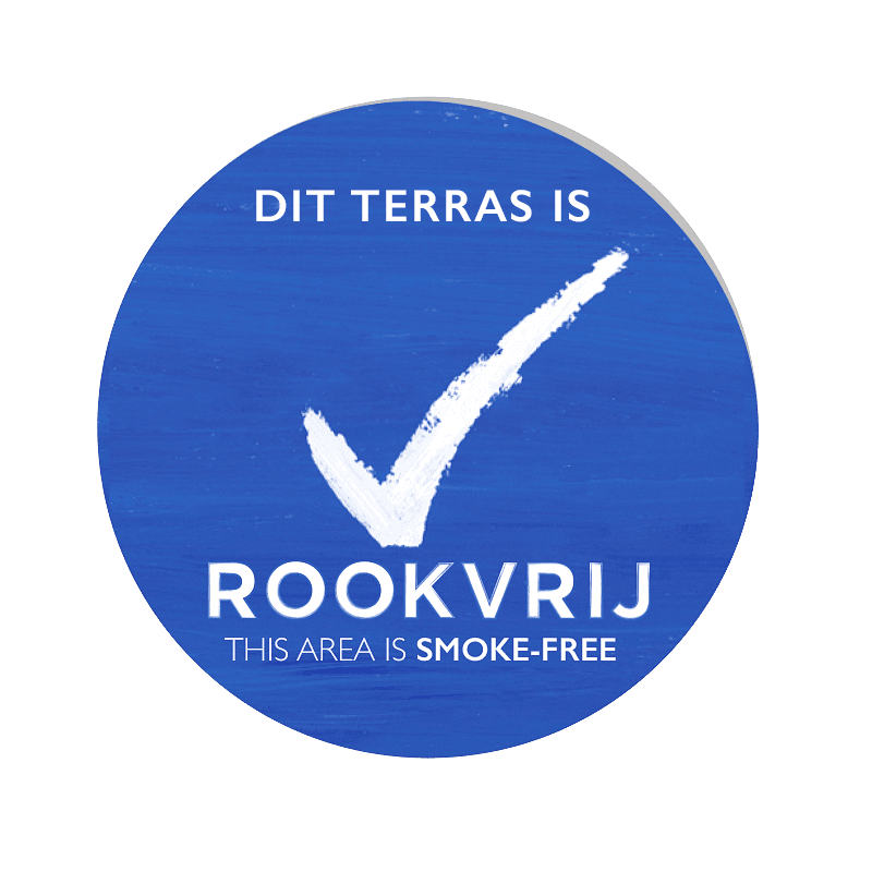 Sticker of bord dit terras is rookvrij tweetalig - reflecterend