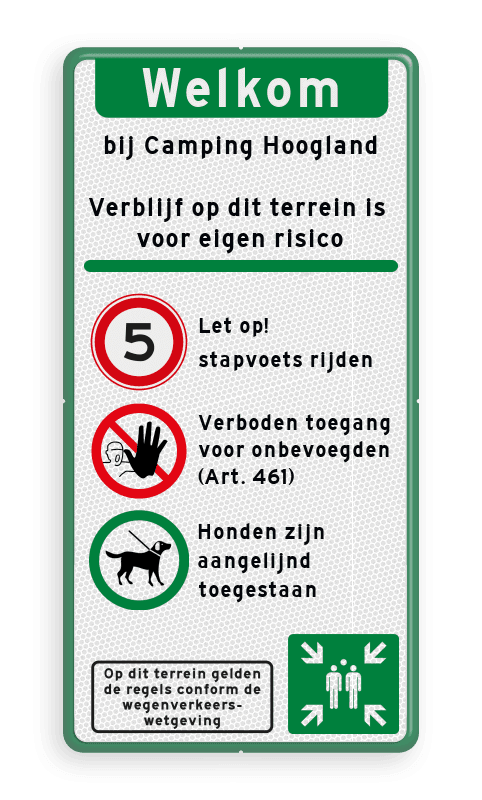 Toegangsbord - Stapvoets rijden - Verboden Toegang - Honden aangelijnd