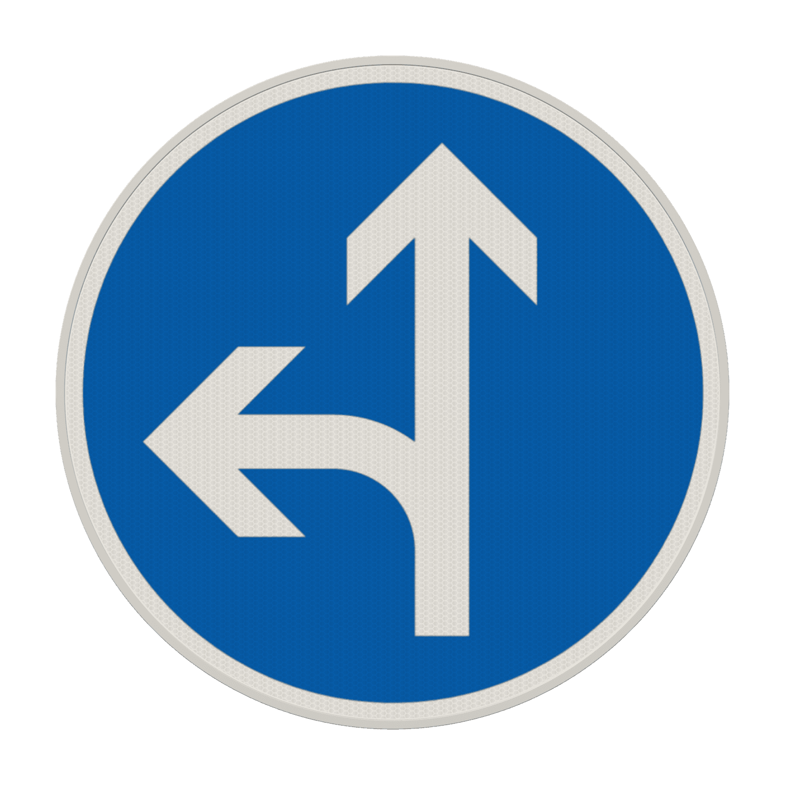 Verkehrszeichen 214-10 - Vorgeschriebene Fahrtrichtung – geradeaus oder links