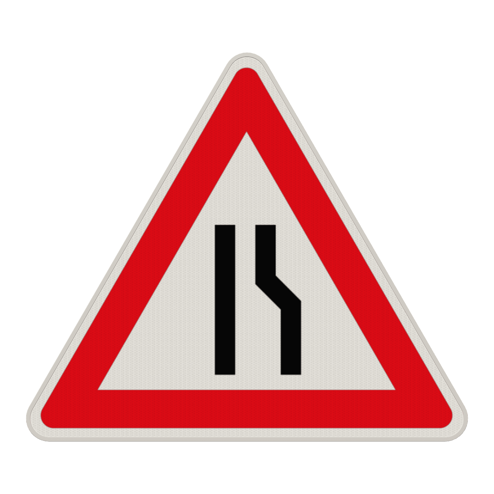 Gefahrzeichen 121-10 - Einseitig (rechts) verengte Fahrbahn