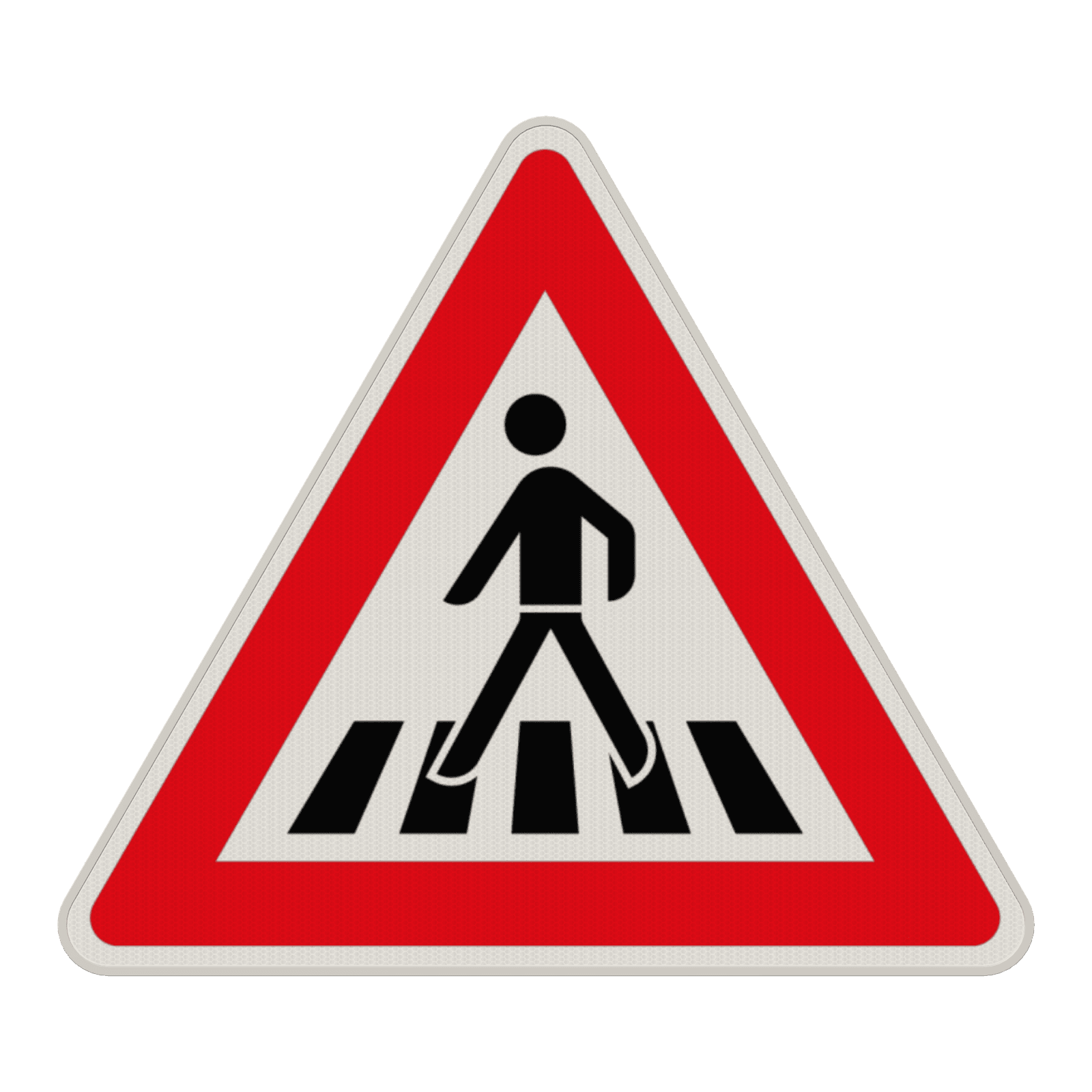 Gefahrzeichen 101-11 - Fußgängerüberweg, Aufstellung rechts